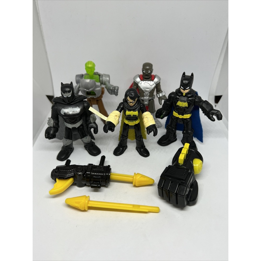 3" Imaginext DC Justice‎ League Lot ~ 5 Figures, Weapons Super Hero BATMAN